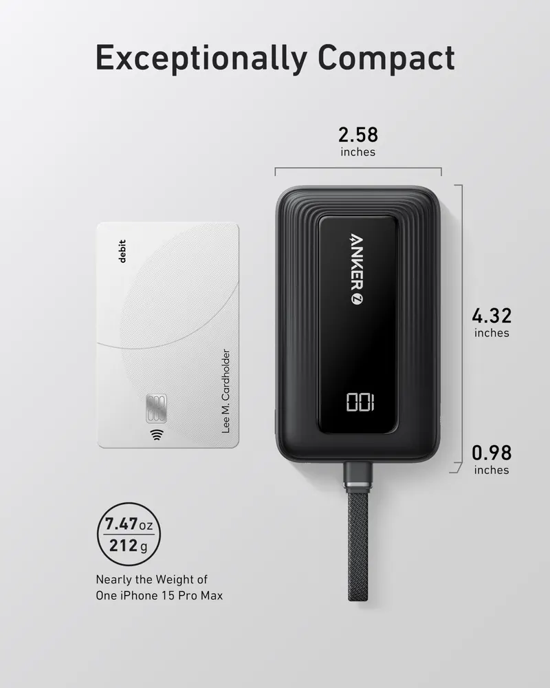 Anker Zolo Power Bank 10000mAh 30W USB-Cケーブル一体型 ブラック
